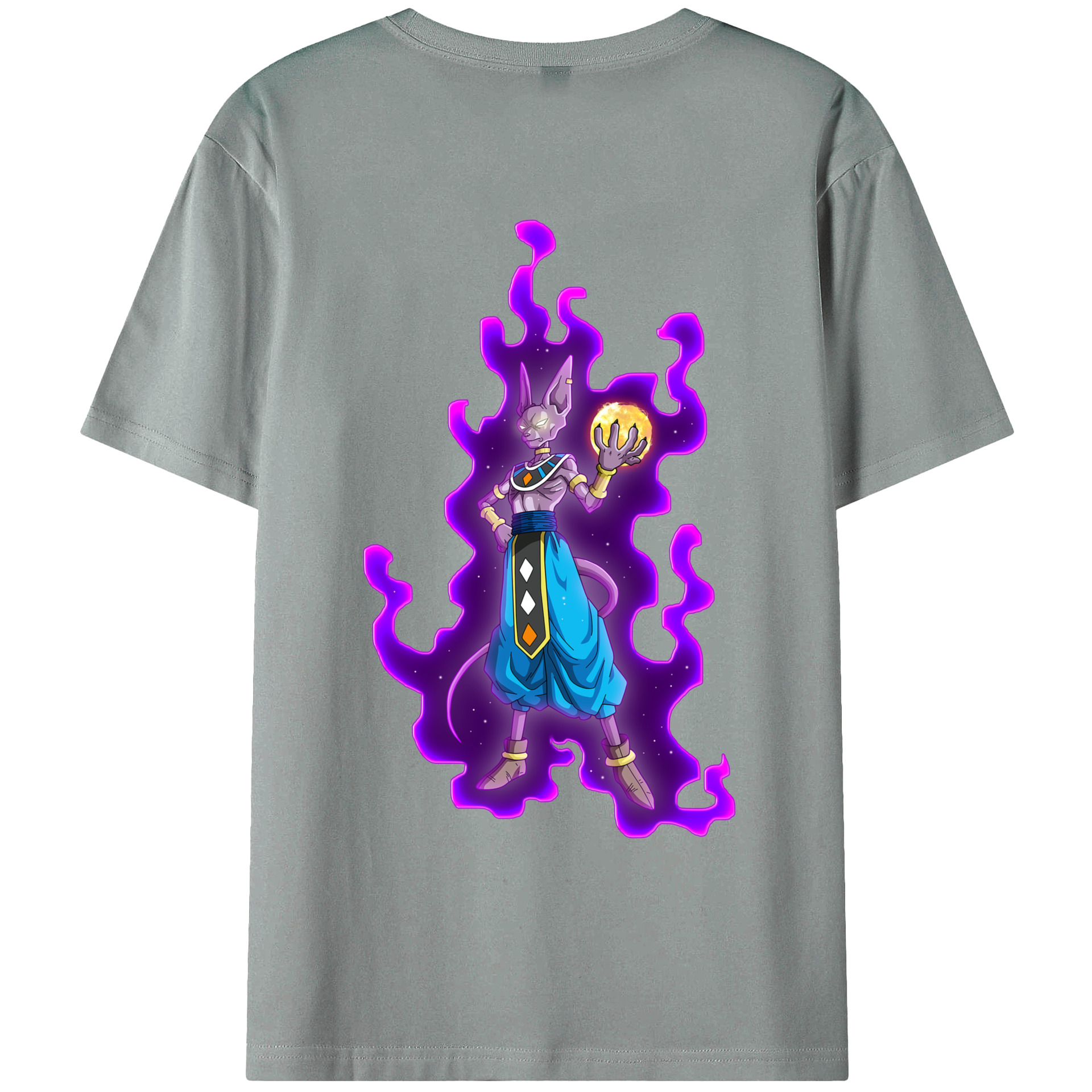 （画像用） ドラゴンボール ビルス 破壊神ビルス DRAGON BALL Beerus Birusu 綿100％ メンズ半袖Tシャツ（バックプリント） 通気性